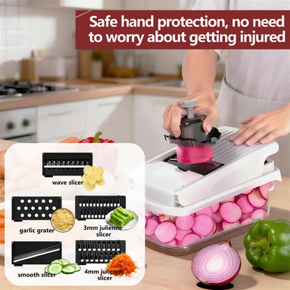 Manual Vegetable Chopper with Easy Pull Handle for Quick Food Preparation